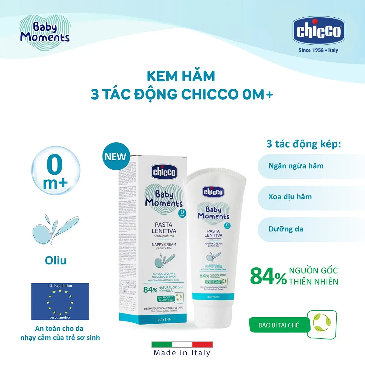 Kem Hăm Ba Tác Động Chicco 0M+ 100ml - Hình ảnh 2