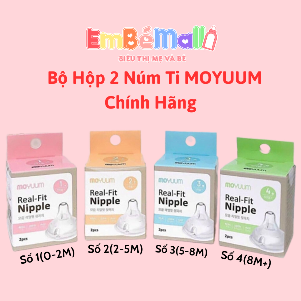 Núm ti thay thế bình sữa Moyuum chính hãng Hàn Quốc số 2/ 3 /4 ( set 2 núm có hộp) - Hình ảnh 6