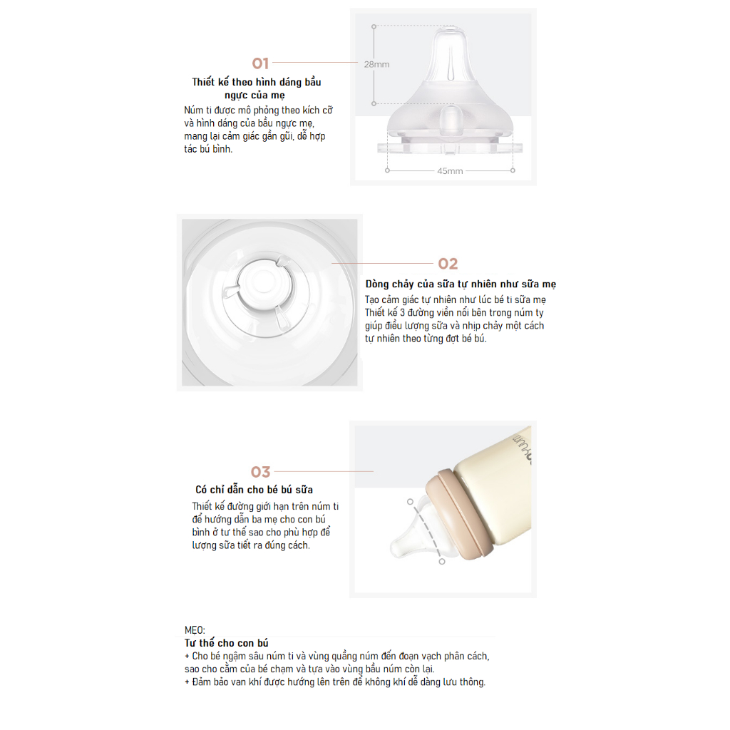 Núm ti thay thế bình sữa Moyuum chính hãng Hàn Quốc số 2/ 3 /4 ( set 2 núm có hộp) - Hình ảnh 7