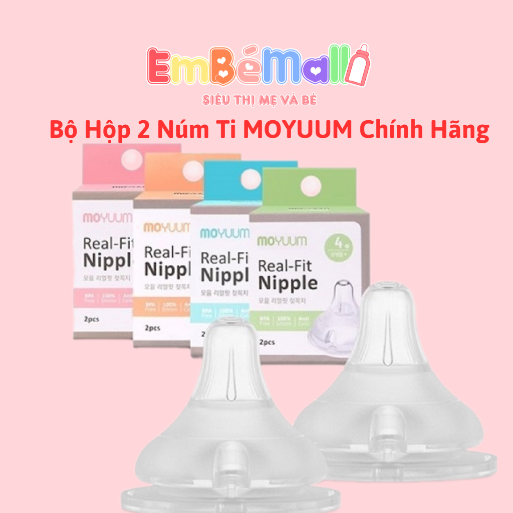 Núm ti thay thế bình sữa Moyuum chính hãng Hàn Quốc số 2/ 3 /4 ( set 2 núm có hộp) - Hình ảnh 5