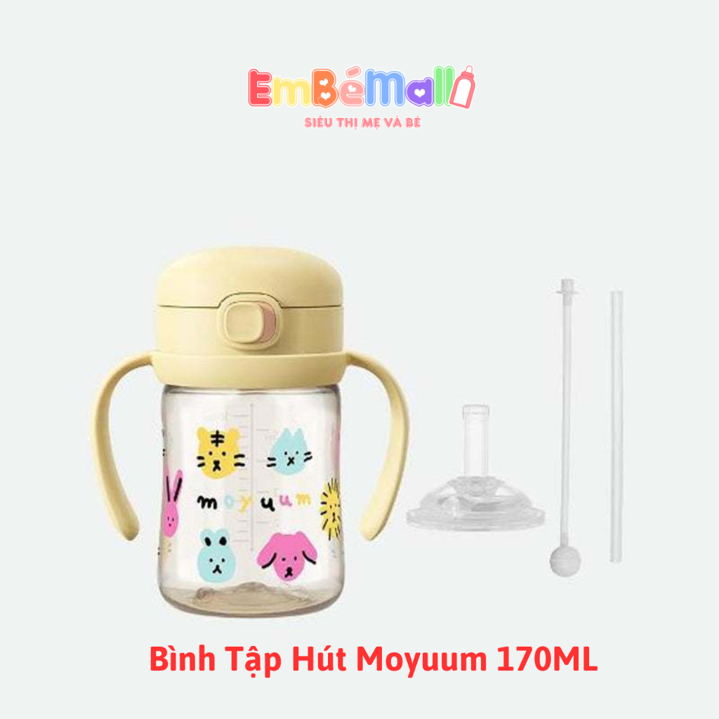Bình Tập Hút Cho Bé Moyuum Nắp Bật Họa Tiết Mèo 170ML / 270ML Chính Hãng Hàn Quốc - Hình ảnh 8
