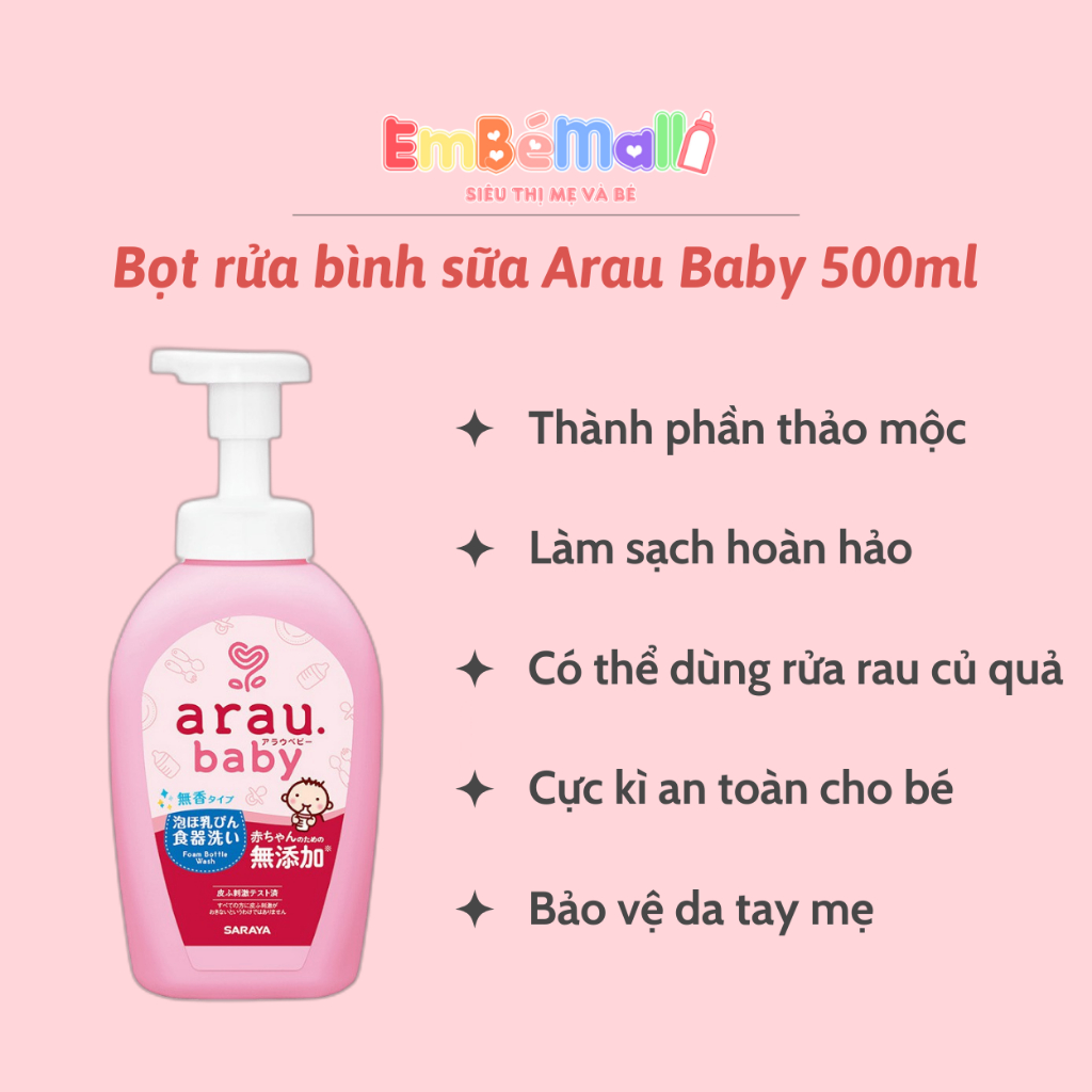 Nước rửa bình sữa Arau Baby Nhật Bản Dạng Chai & Túi