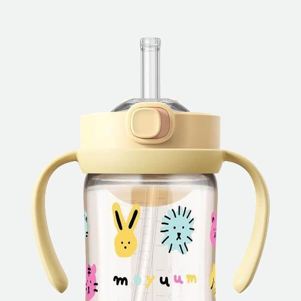 Bình Tập Hút Cho Bé Moyuum Nắp Bật Họa Tiết Mèo 170ML / 270ML Chính Hãng Hàn Quốc - Hình ảnh 3