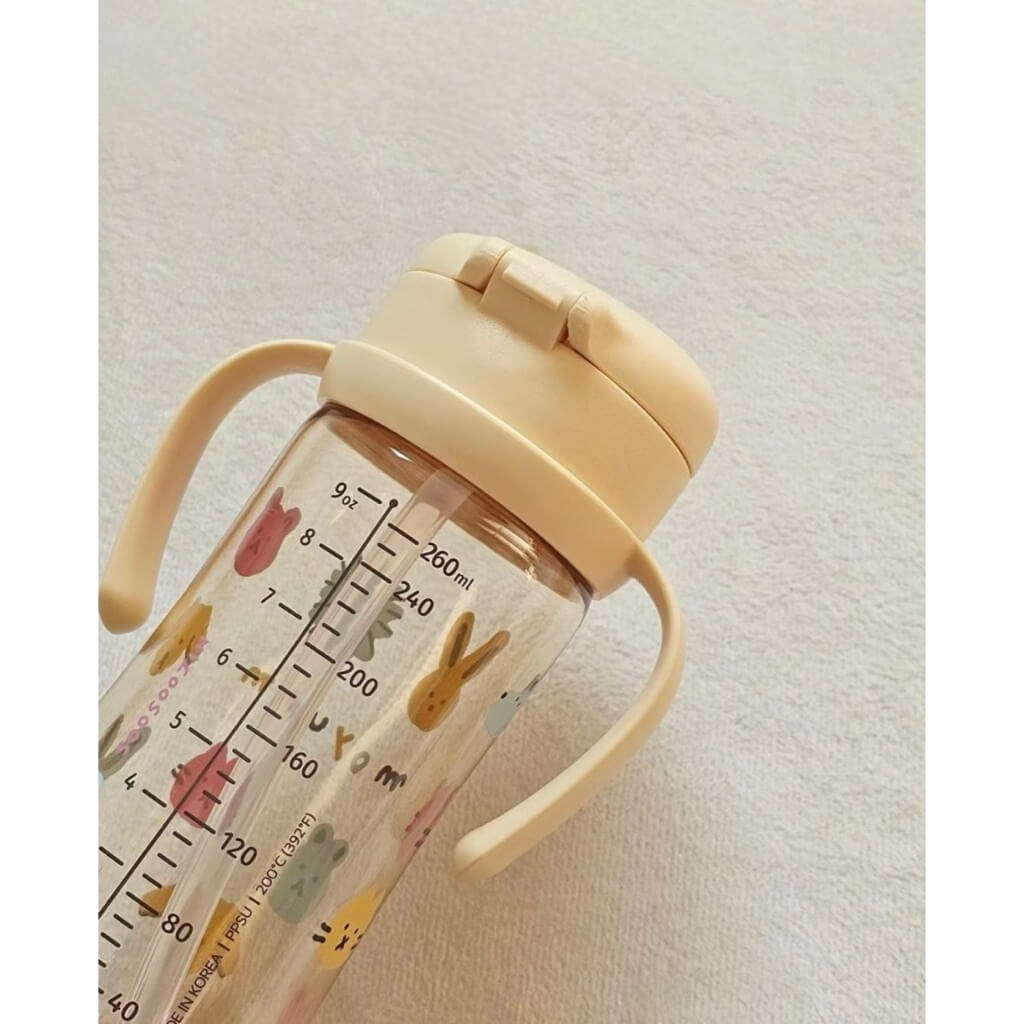 Bình Tập Hút Cho Bé Moyuum Nắp Bật Họa Tiết Mèo 170ML / 270ML Chính Hãng Hàn Quốc - Hình ảnh 4
