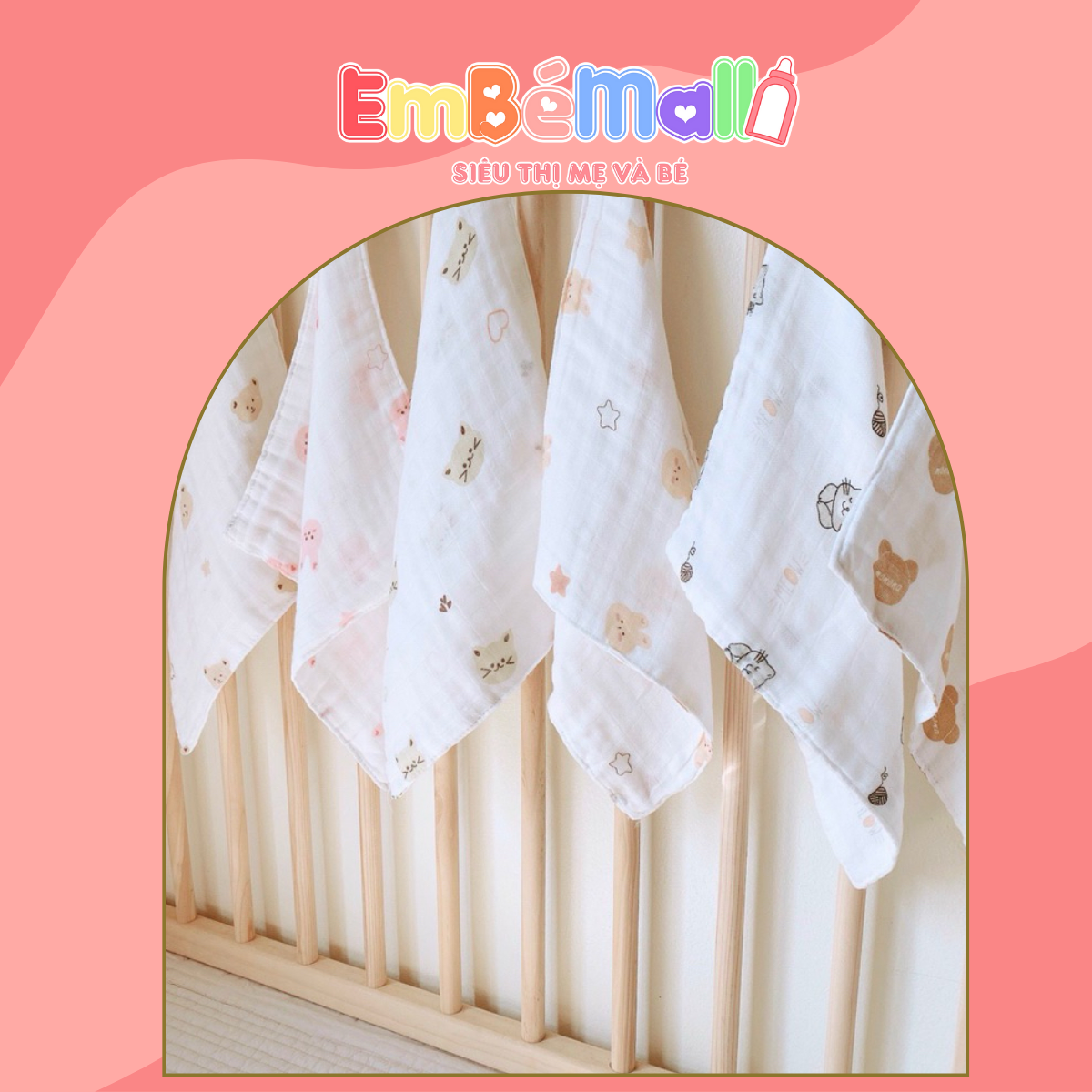 Set 3 Khăn Sữa Cho Bé 30*30cm Monona, Chất Liệu Organic Mềm Mại, Thấm Hút, Kháng khuẩn