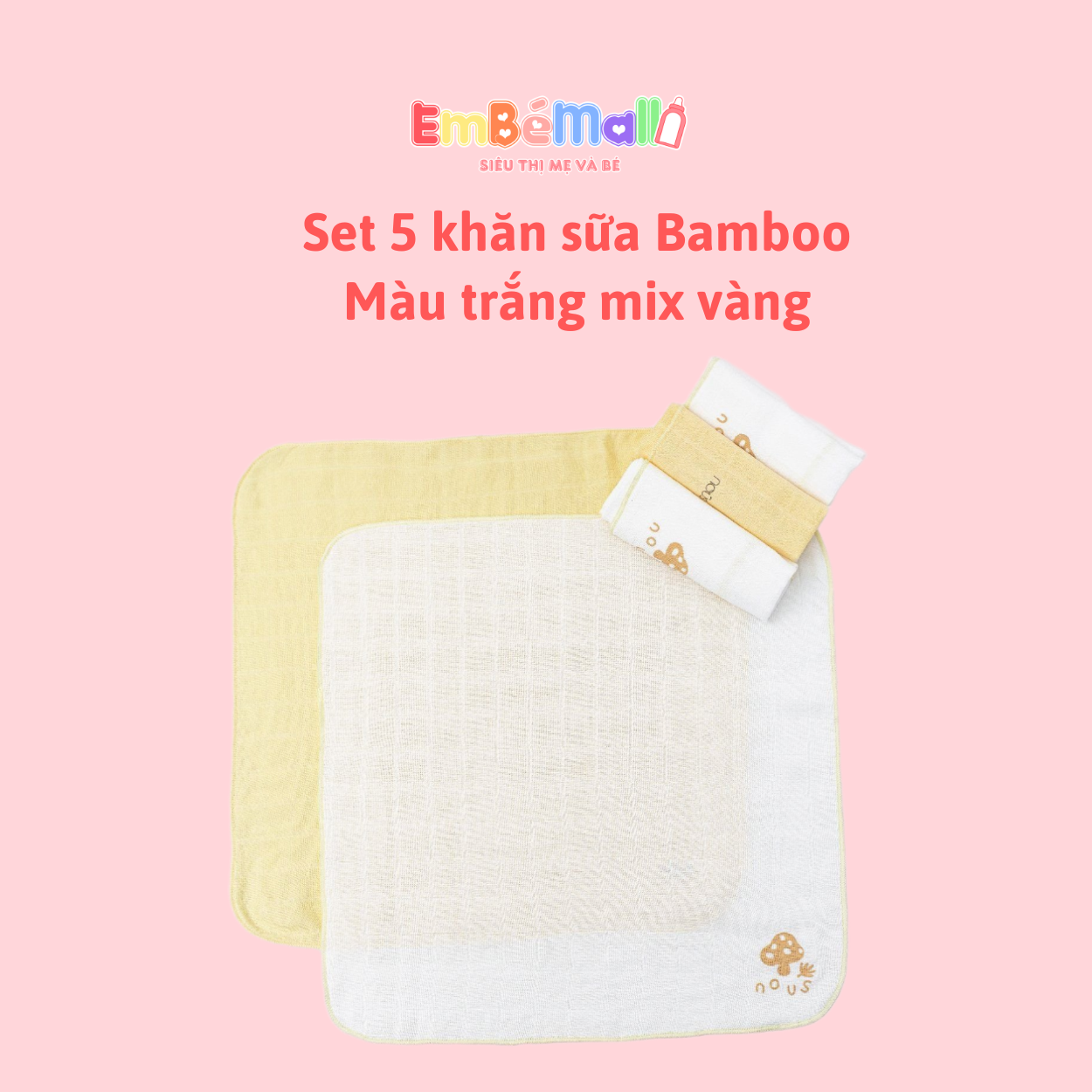 Nous Set 5 Chiếc Khăn Sữa Các Màu Cho Bé ( Size từ 0 tháng- 6 tháng) - Hình ảnh 9