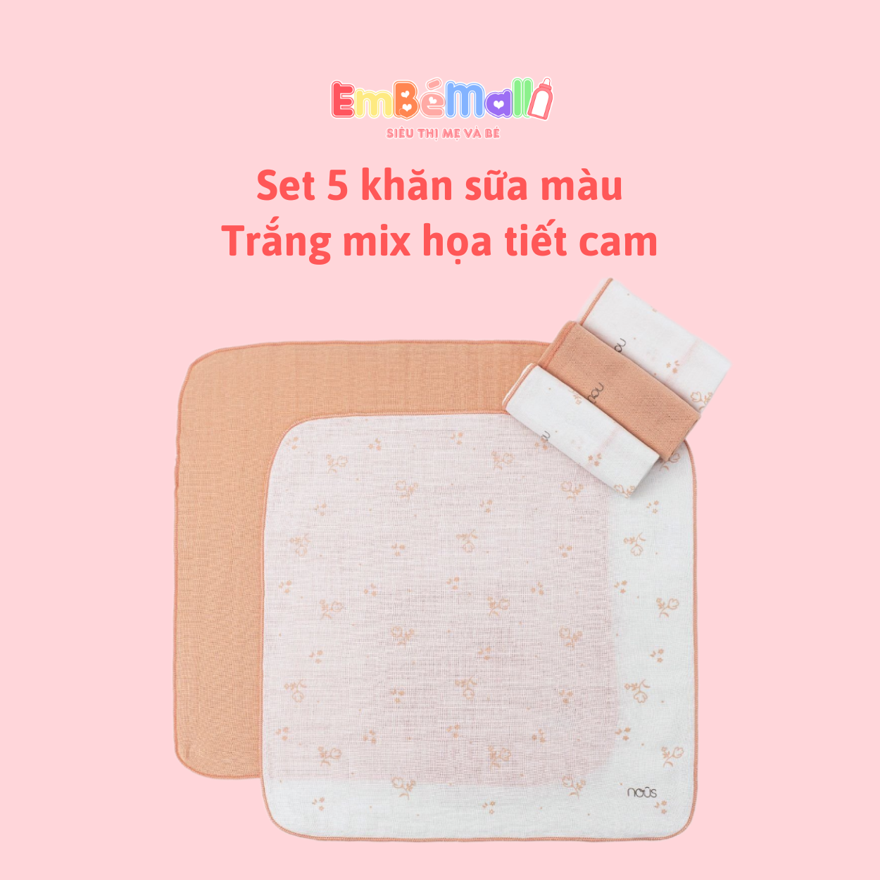 Nous Set 5 Chiếc Khăn Sữa Các Màu Cho Bé ( Size từ 0 tháng- 6 tháng) - Hình ảnh 17