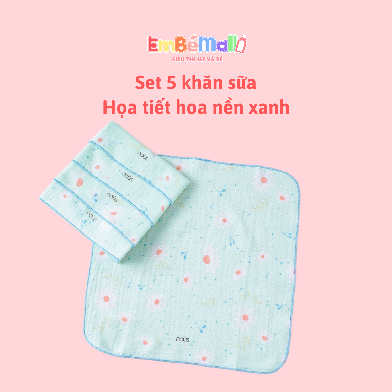 Nous Set 5 Chiếc Khăn Sữa Các Màu Cho Bé ( Size từ 0 tháng- 6 tháng) - Hình ảnh 15