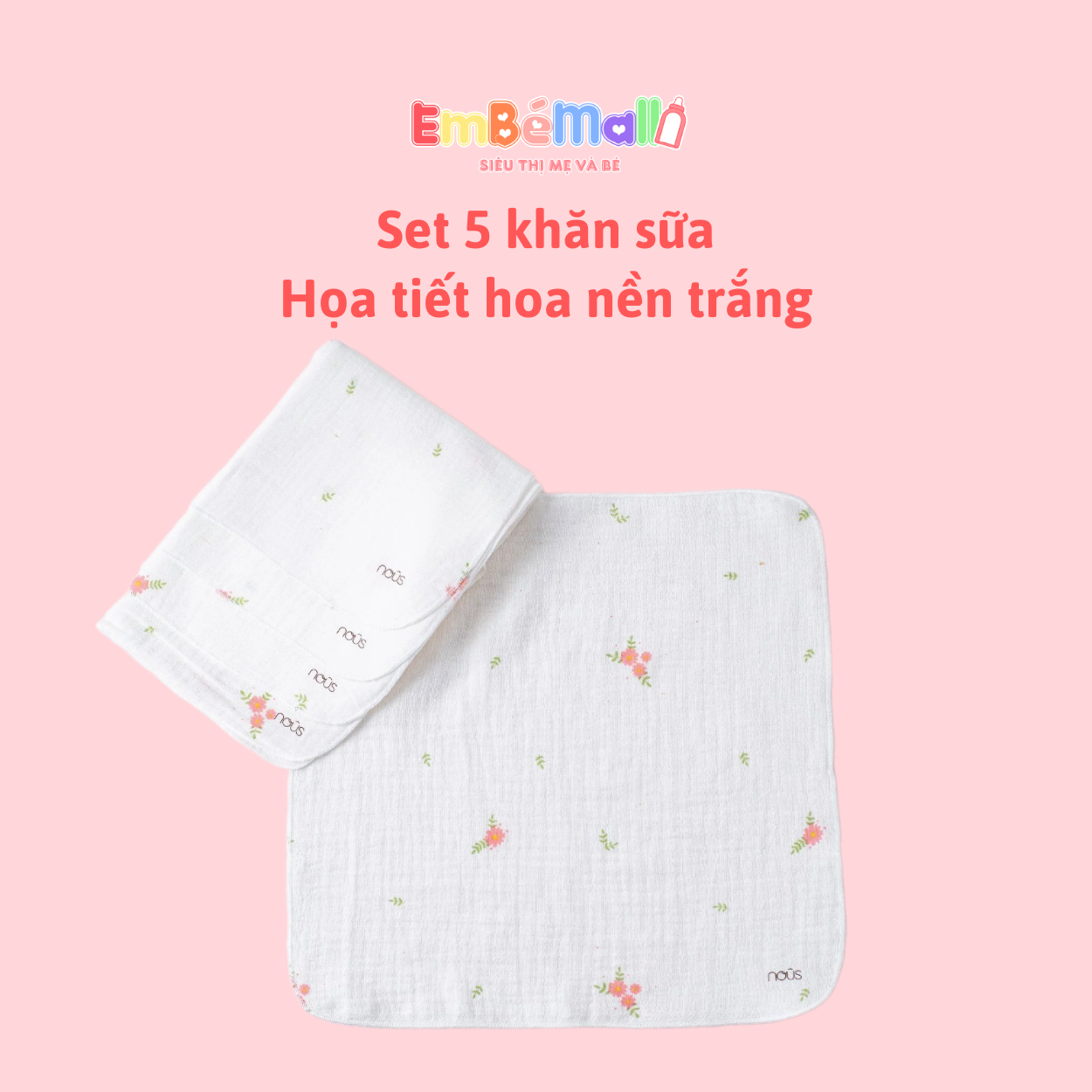 Nous Set 5 Chiếc Khăn Sữa Các Màu Cho Bé ( Size từ 0 tháng- 6 tháng) - Hình ảnh 14