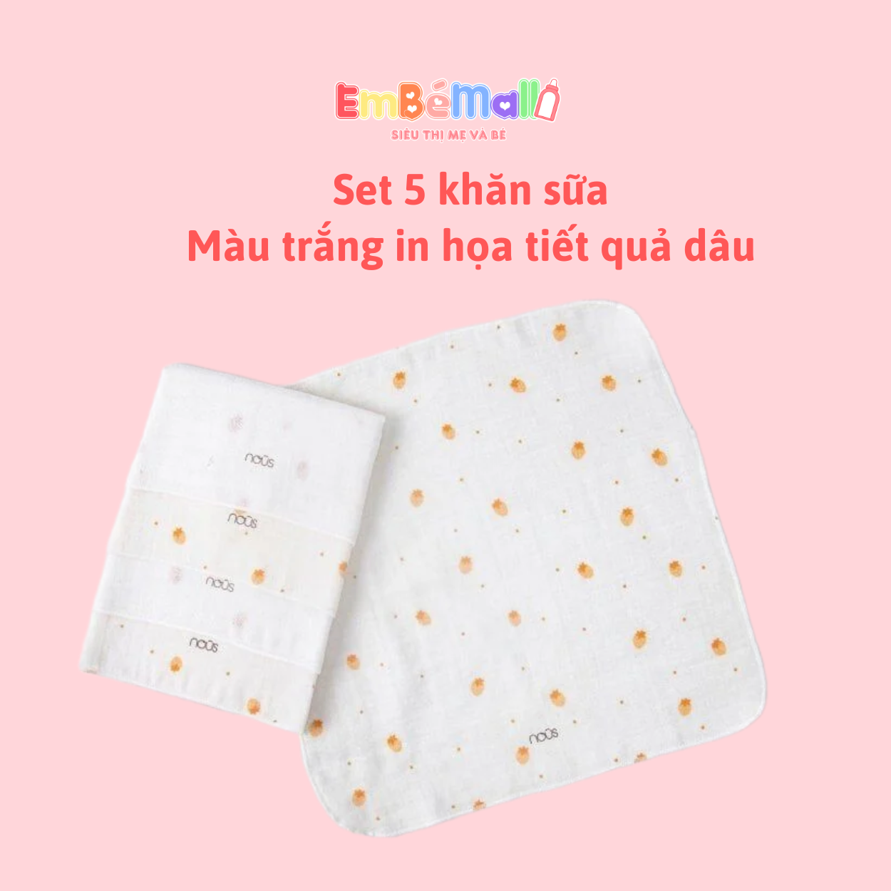 Nous Set 5 Chiếc Khăn Sữa Các Màu Cho Bé ( Size từ 0 tháng- 6 tháng) - Hình ảnh 16