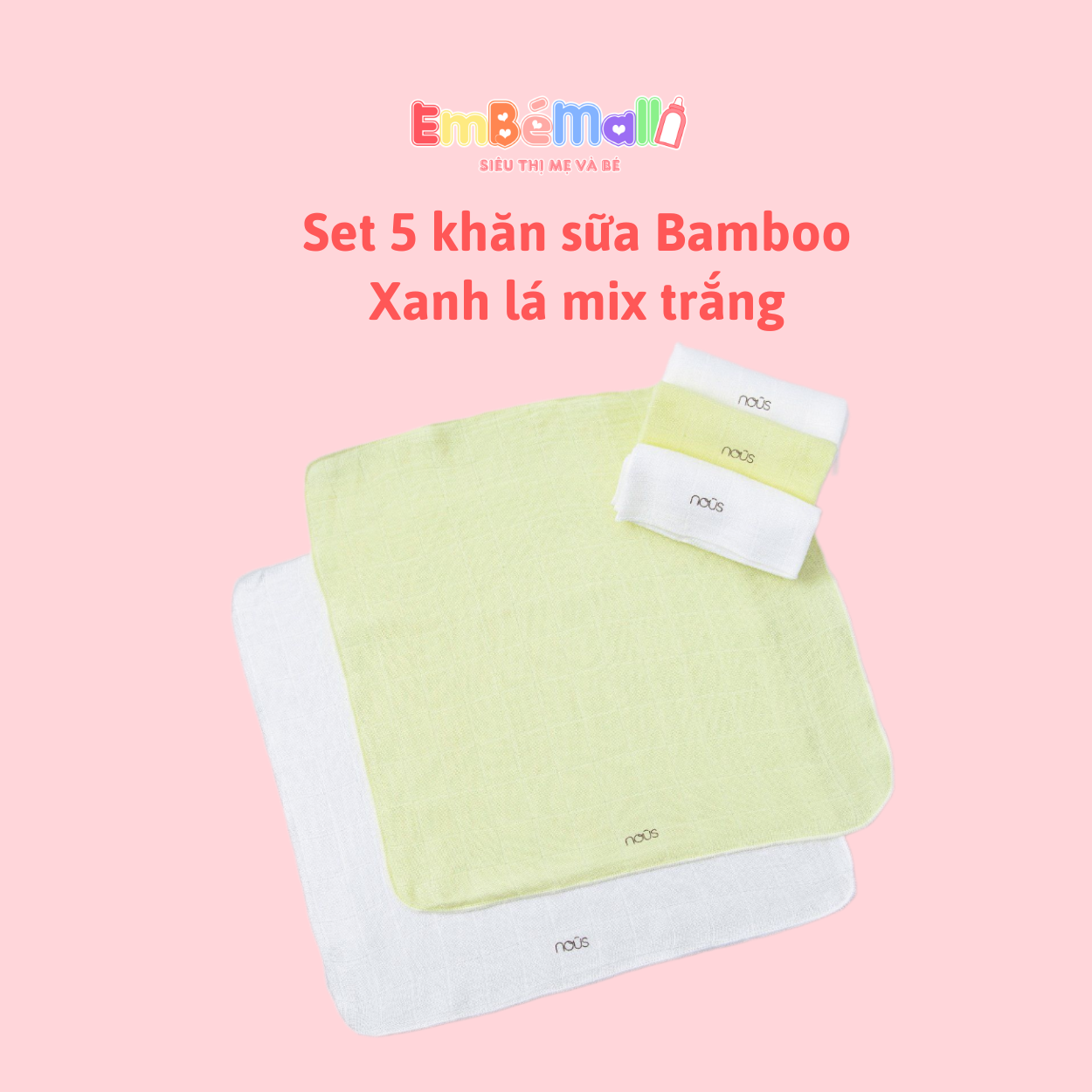 Nous Set 5 Chiếc Khăn Sữa Các Màu Cho Bé ( Size từ 0 tháng- 6 tháng) - Hình ảnh 13