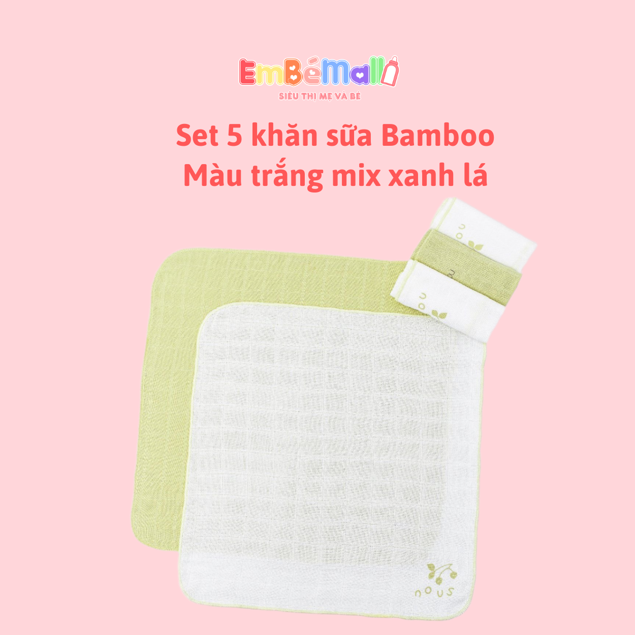 Nous Set 5 Chiếc Khăn Sữa Các Màu Cho Bé ( Size từ 0 tháng- 6 tháng) - Hình ảnh 11