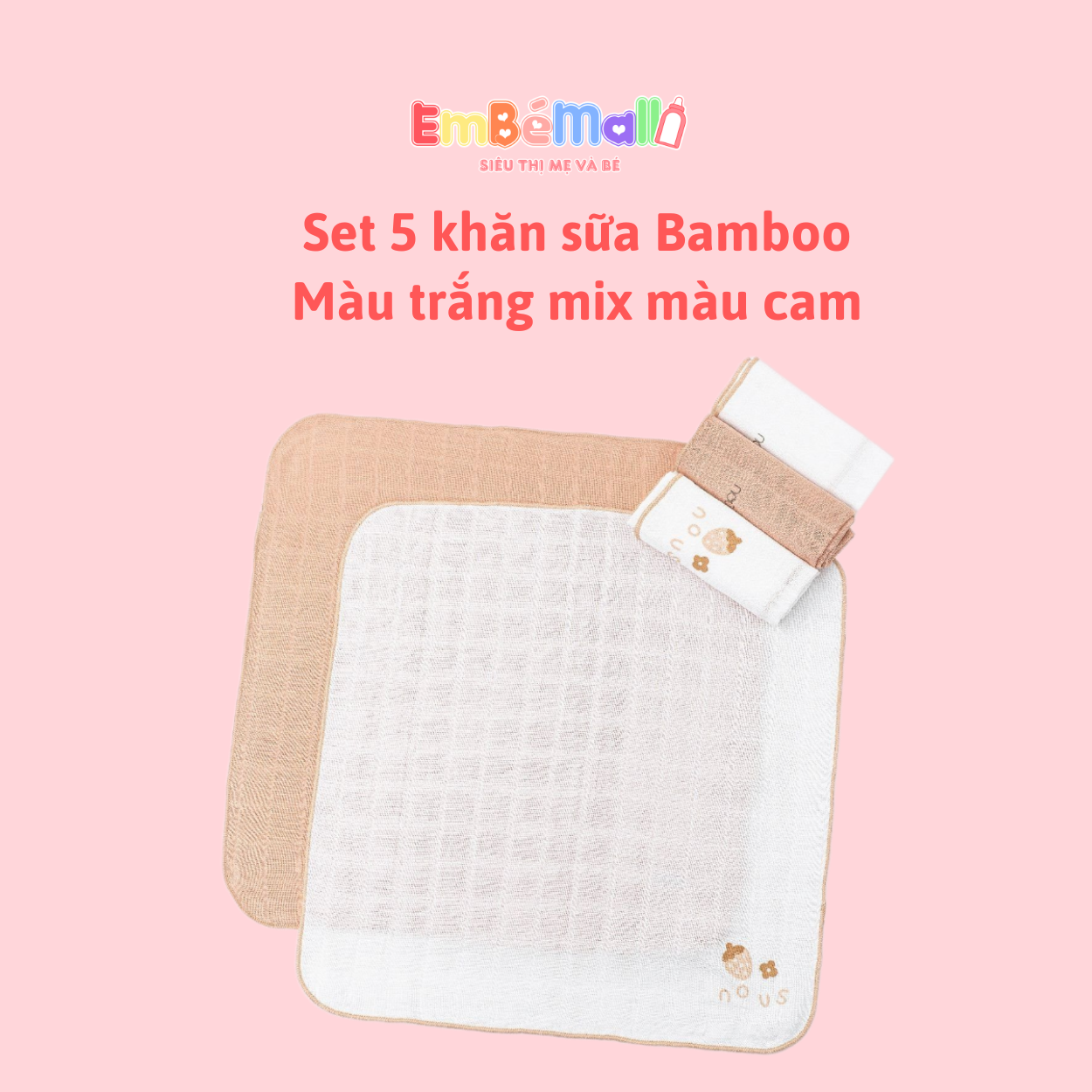 Nous Set 5 Chiếc Khăn Sữa Các Màu Cho Bé ( Size từ 0 tháng- 6 tháng) - Hình ảnh 10