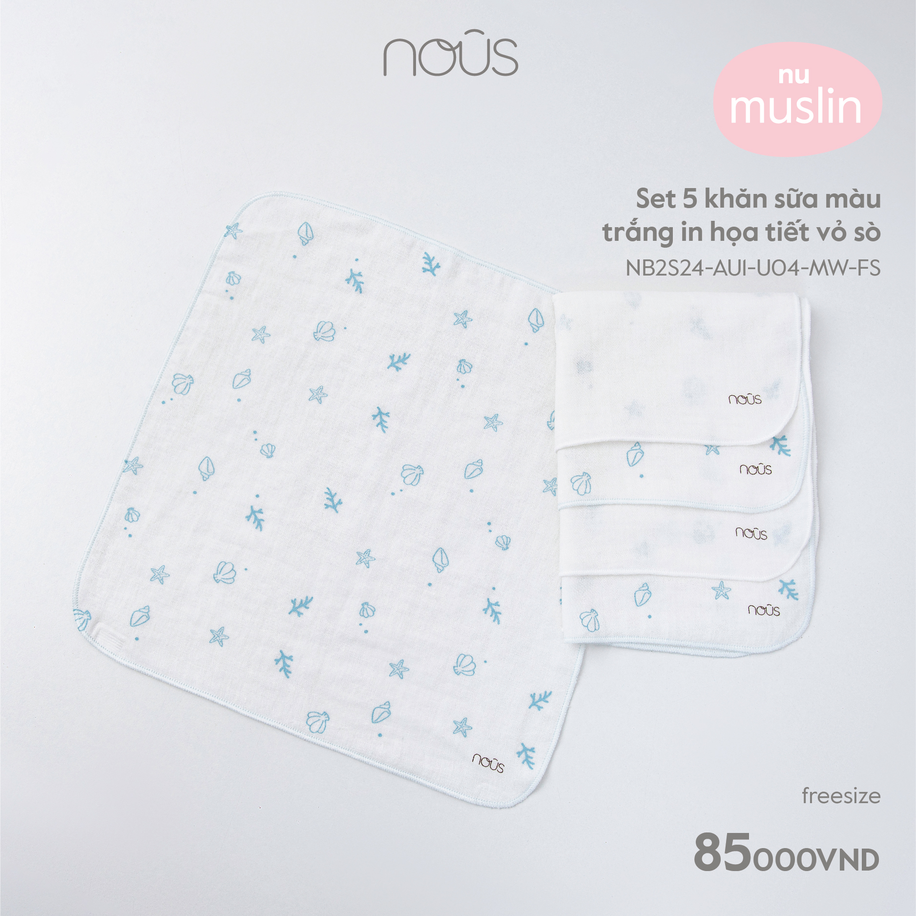 Nous Set 5 Chiếc Khăn Sữa Các Màu Cho Bé ( Size từ 0 tháng- 6 tháng) - Hình ảnh 8