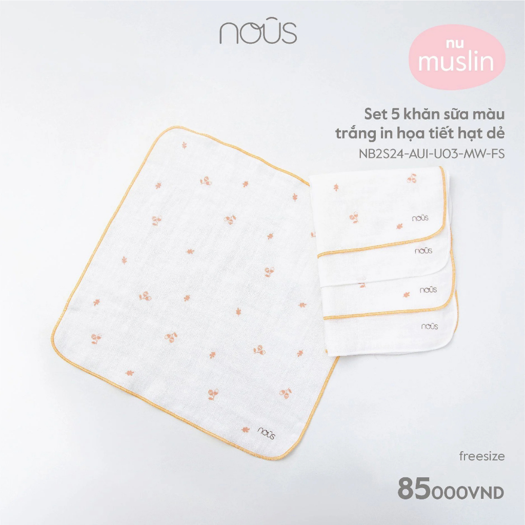 Nous Set 5 Chiếc Khăn Sữa Các Màu Cho Bé ( Size từ 0 tháng- 6 tháng) - Hình ảnh 4