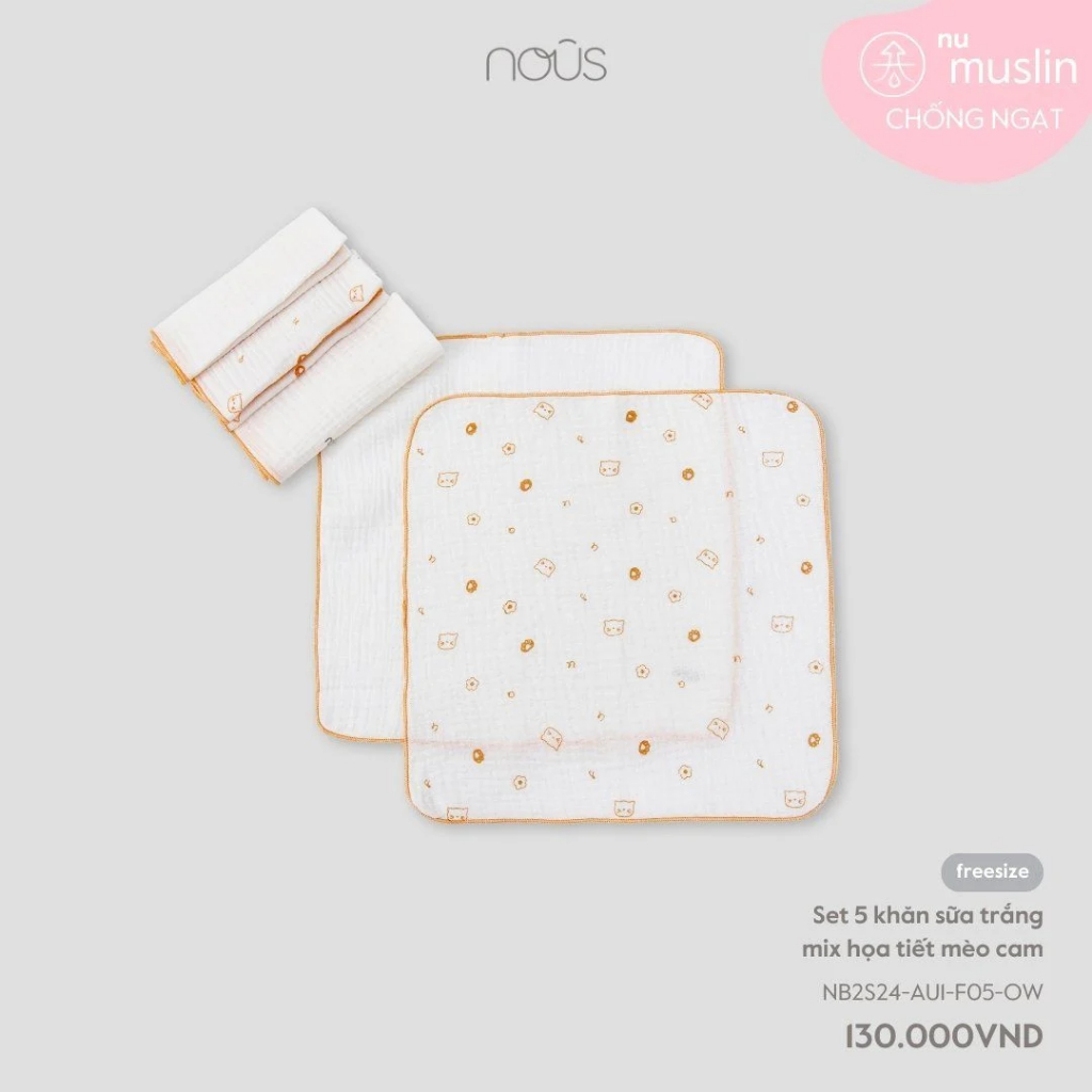 Nous Set 5 Chiếc Khăn Sữa Các Màu Cho Bé ( Size từ 0 tháng- 6 tháng) - Hình ảnh 6