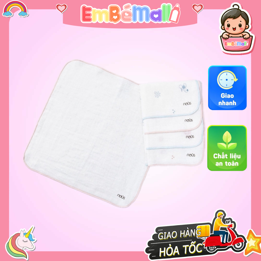 Nous Set 5 Chiếc Khăn Sữa Các Màu Cho Bé ( Size từ 0 tháng- 6 tháng) - Hình ảnh 2