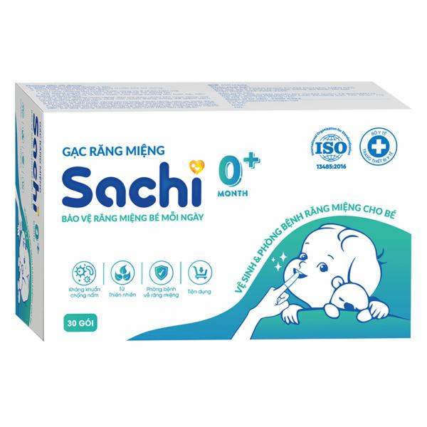 Gạc rơ lưỡi Sachi làm sạch, kháng khuẩn bảo vệ nướu răng miệng cho bé - Hộp 30 gói