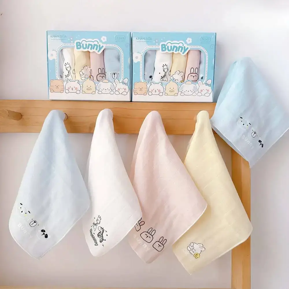 Set 5 khăn sữa sợi tre lụa Bunny - Hình ảnh 2