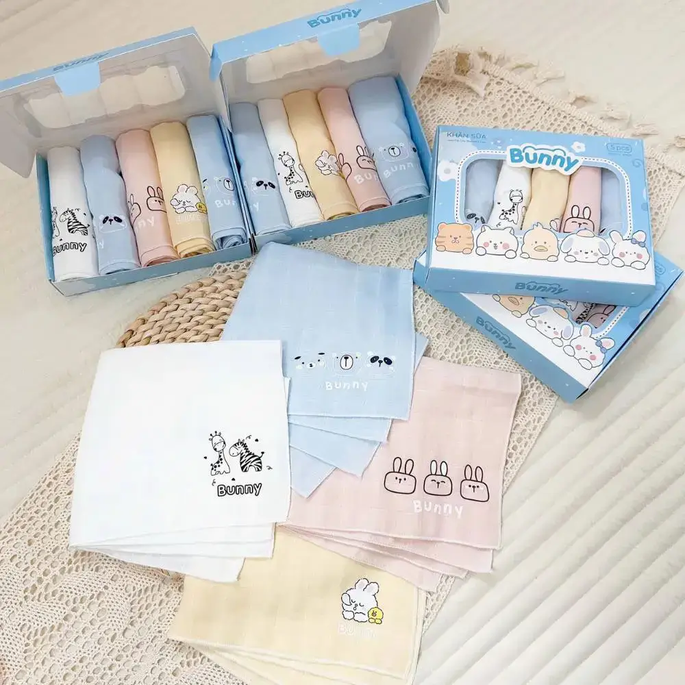 Set 5 khăn sữa sợi tre lụa Bunny - Hình ảnh 3