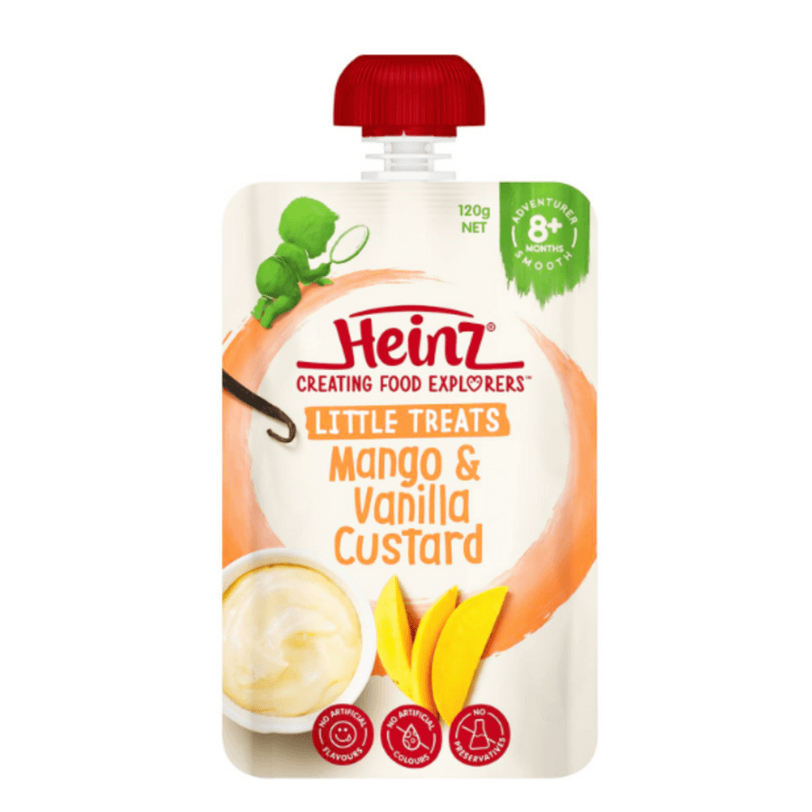 Váng sữa xoài và vani Heinz Custard 120g (Bé 8 Tháng Tuổi)