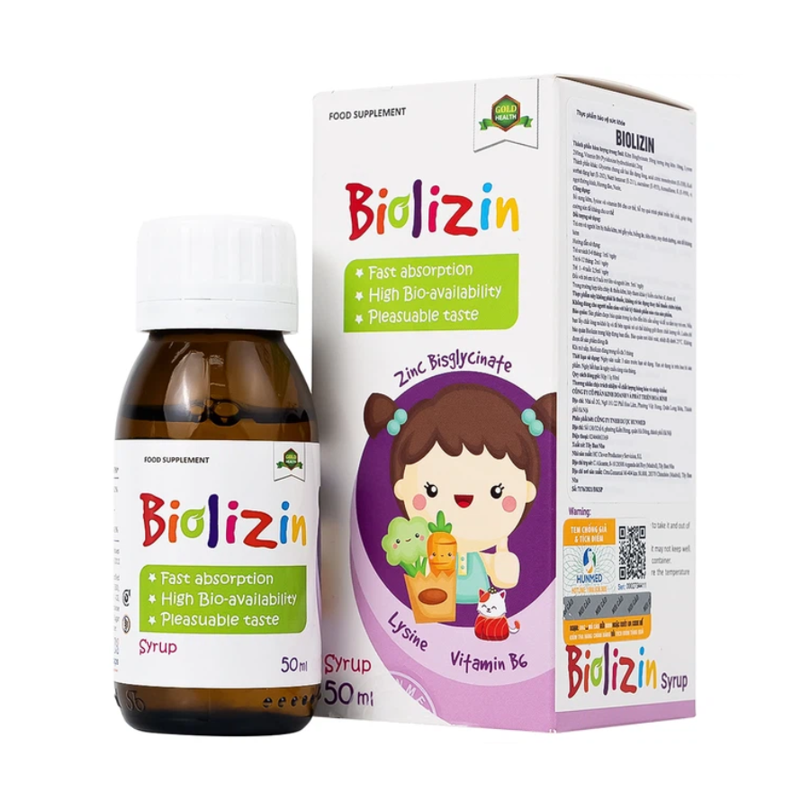 Siro Biolizin - Kẽm hỗ trợ ăn ngon, tăng cường sức đề kháng cho bé (lọ 50ml)